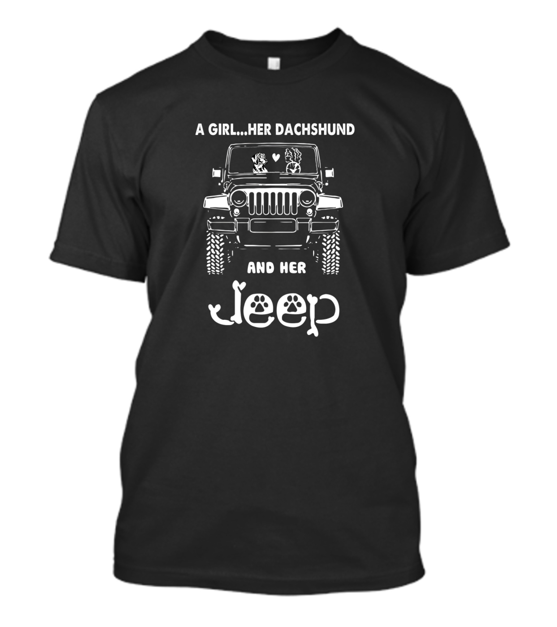 A Girl Her Dachshund And Her Jeep T-Shirt