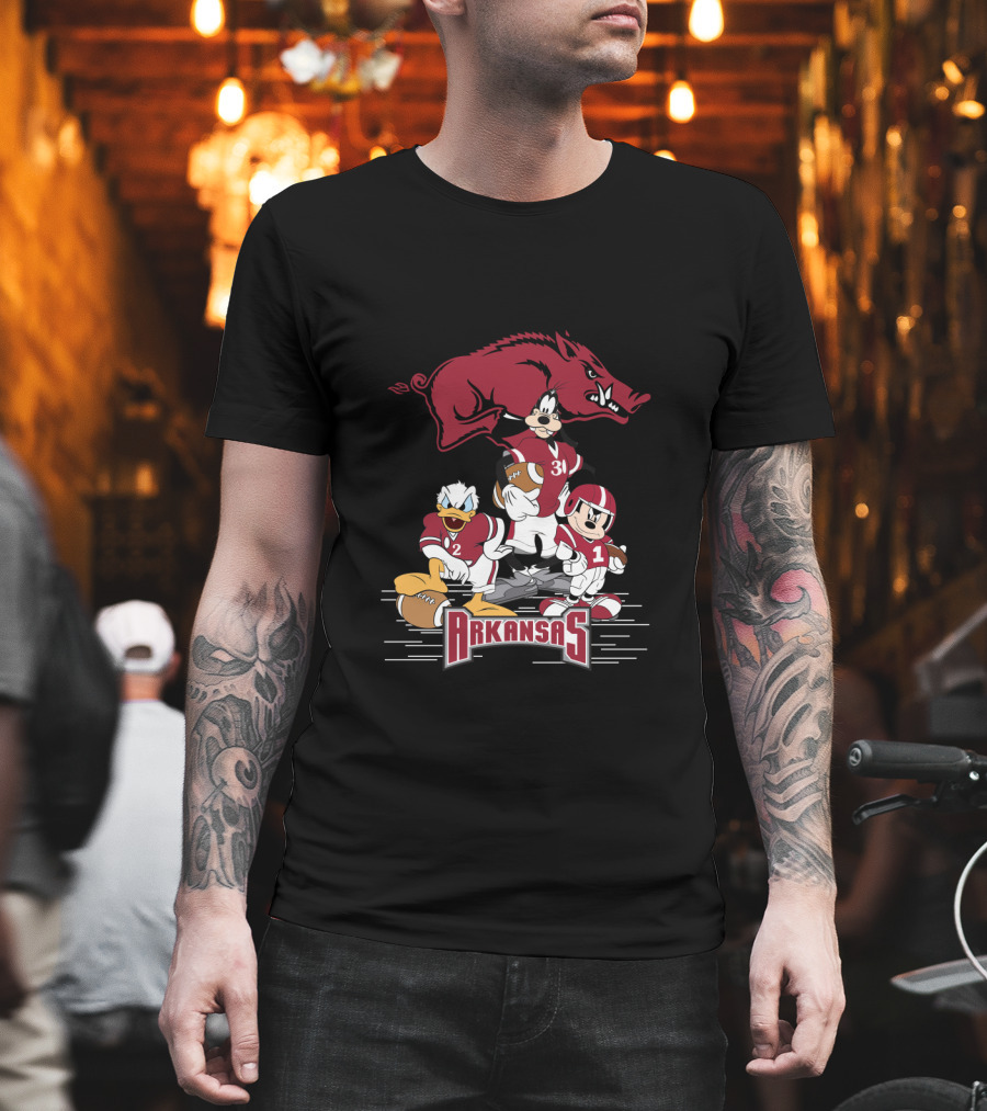Arkansas Razorbacks Football Disney Characters T-Shirt