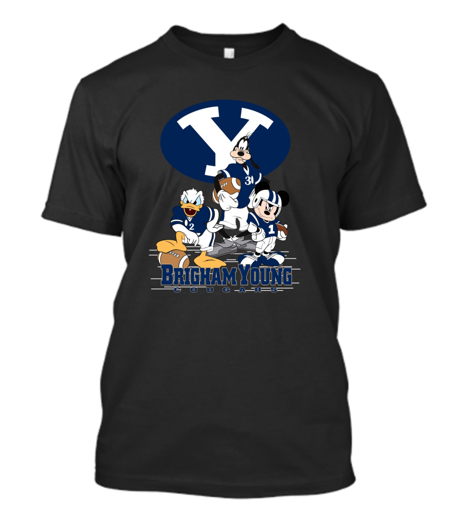 Brigham Young Cougars Mickey Donald Goofy Football Team T-Shirt