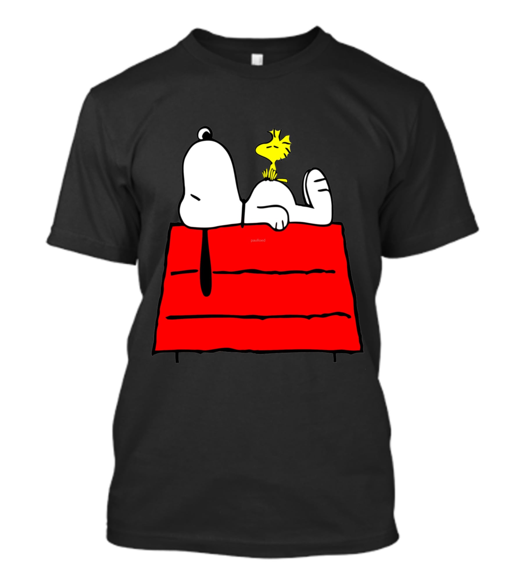 Snoopy Sleeping On Red Doghouse With Woodstock T-Shirt