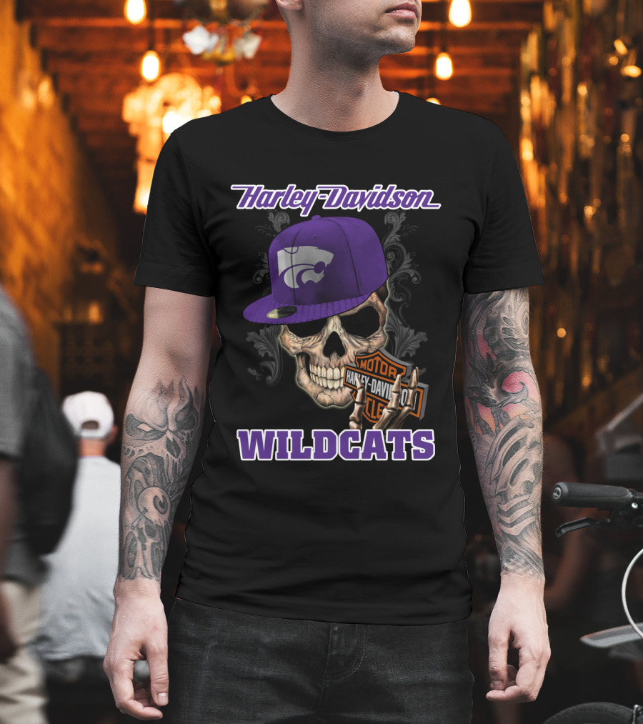 Harley Davidson Wildcats Skull Kansas State T-Shirt