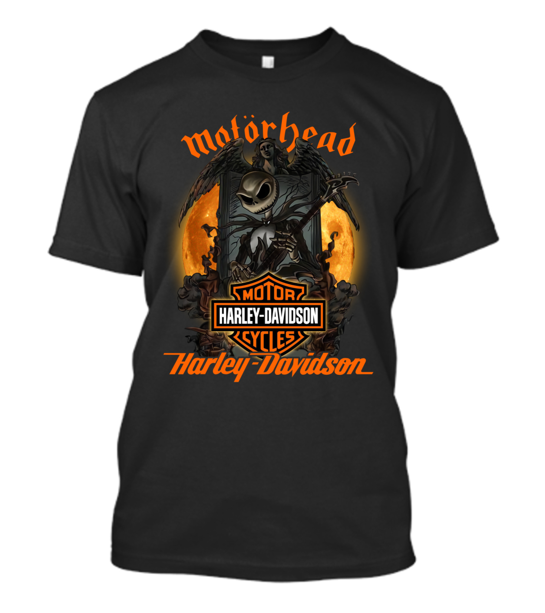 Motörhead Harley Davidson Cycles Halloween Jack Skellington Angel Moon T-Shirt