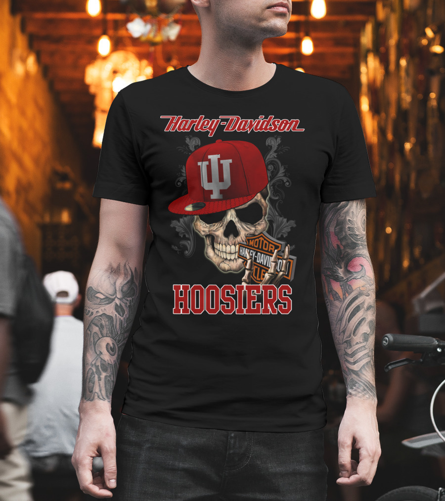 Harley Davidson Indiana Hoosiers Skull Hat Motor Classic T-Shirt