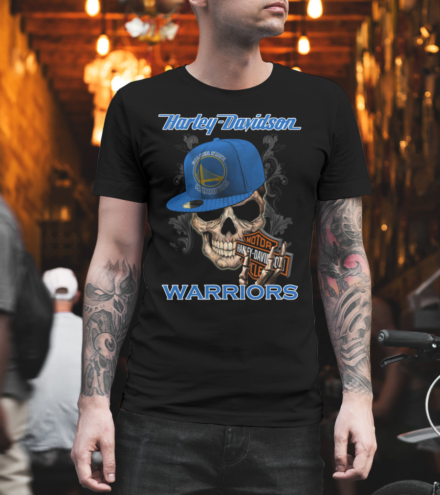 Harley Davidson Motor Skull Golden State Warriors T-Shirt