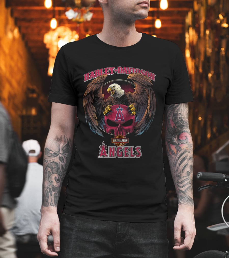 Harley Davidson Los Angeles Angels Eagle Skull T-Shirt