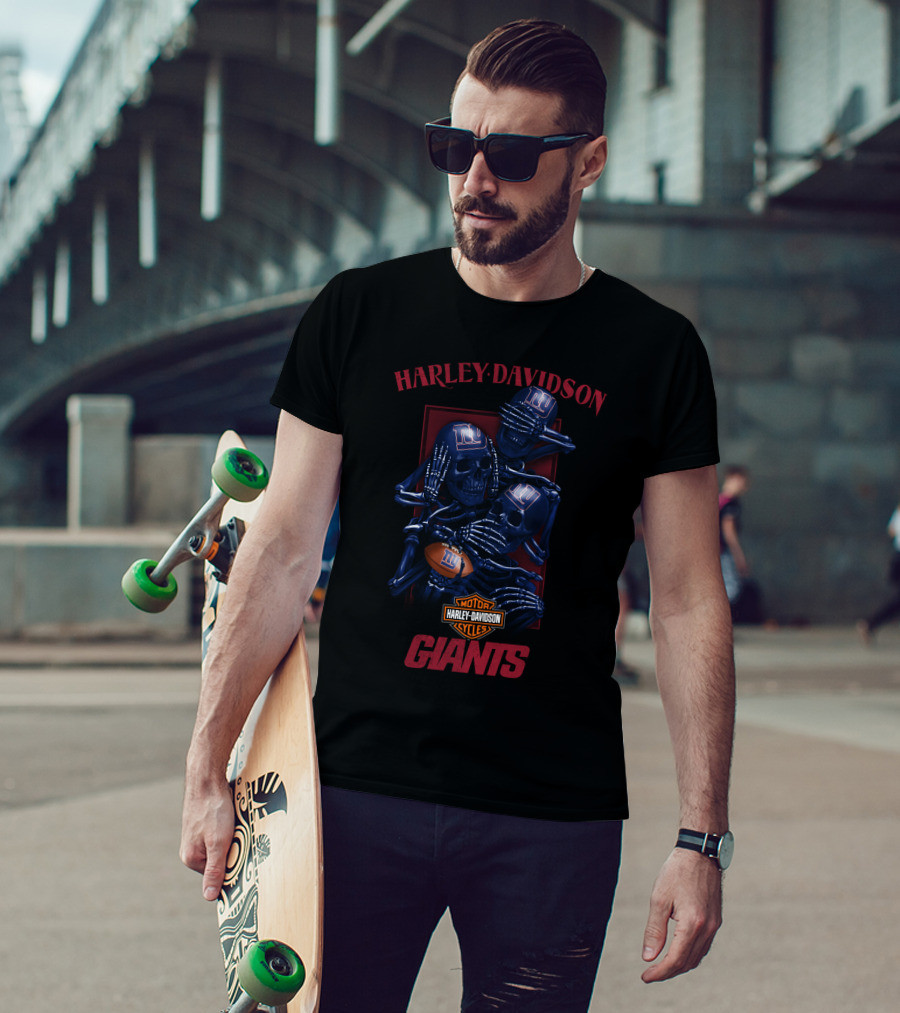 Harley Davidson Motor Cycles New York Giants Nfl T-Shirt
