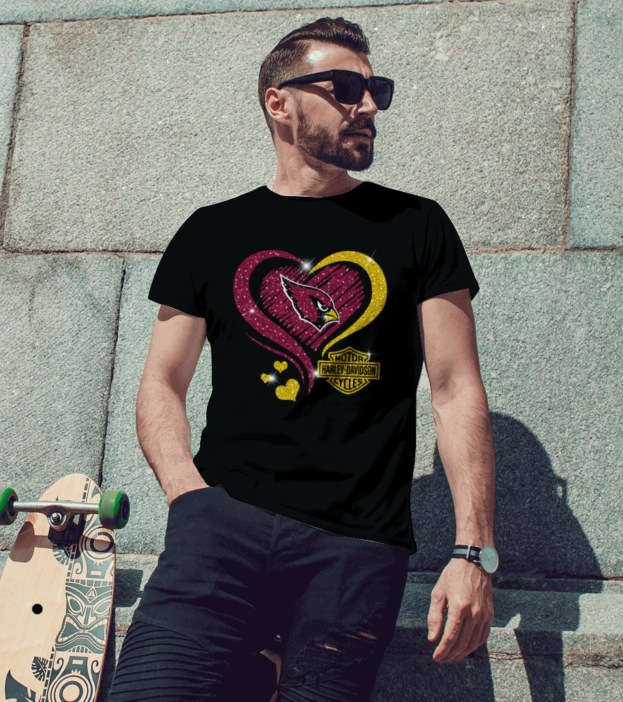 Harley Davidson Heart Arizona Cardinals T-Shirt