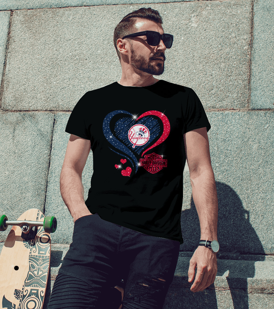 Yankees Heart Harley Davidson Mlb New York Yankees T-Shirt