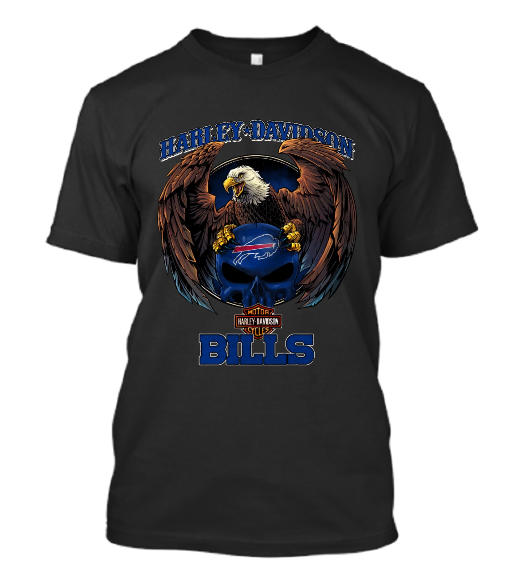 Harley Davidson Buffalo Bills Nfl Eagles Skulls T-Shirt