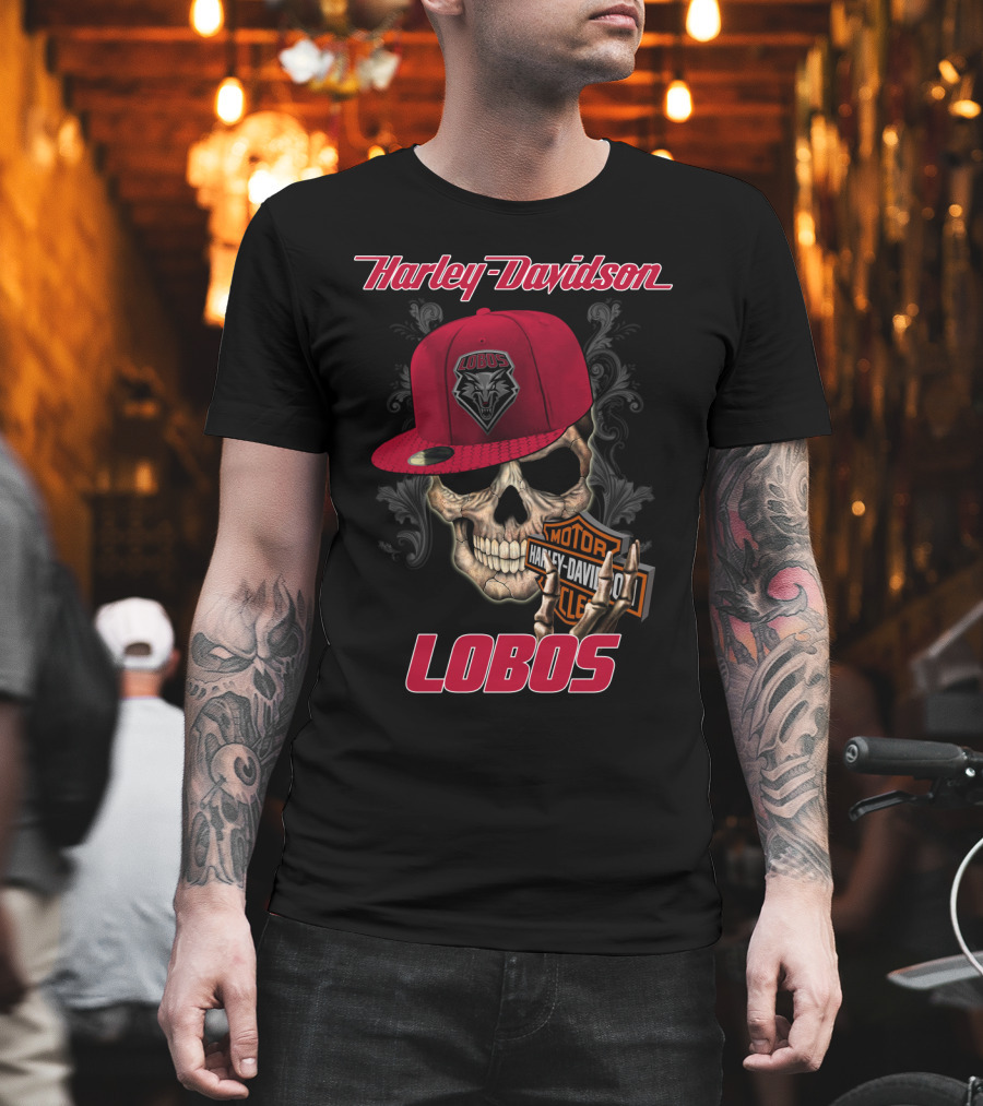 Harley Davidson Lobos New Mexico Skull Cap T-Shirt