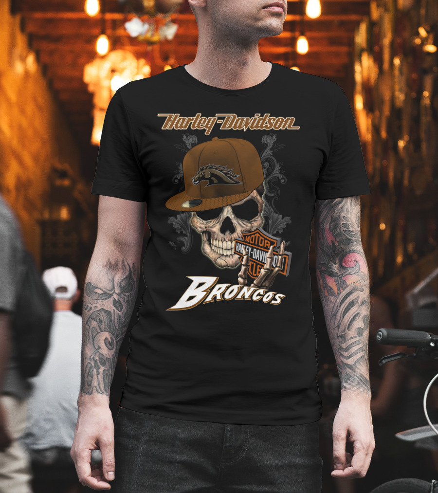 Harley Davidson Western Michigan Broncos Skull T-Shirt