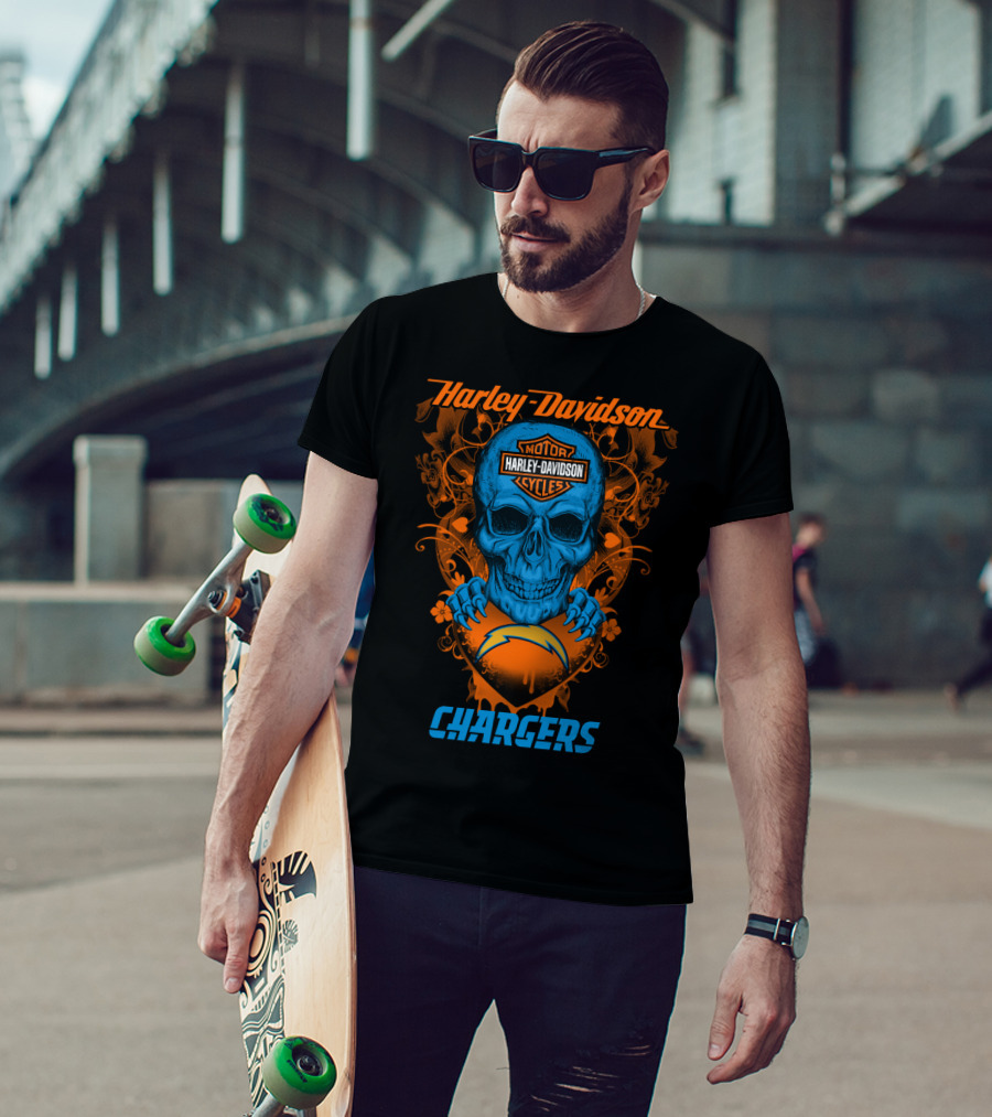 Harley Davidson Los Angeles Chargers Skull T-Shirt