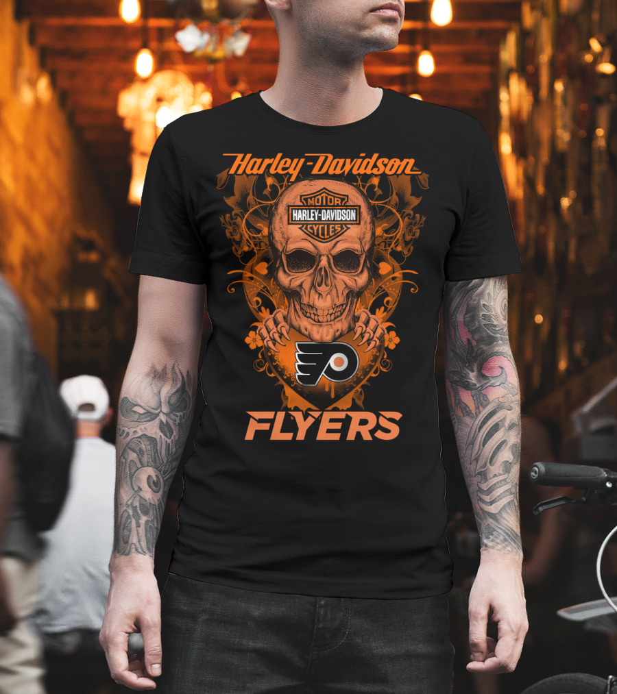 Harley Davidson Flyers Skull Nhl Philadelphia Flyers T-Shirt