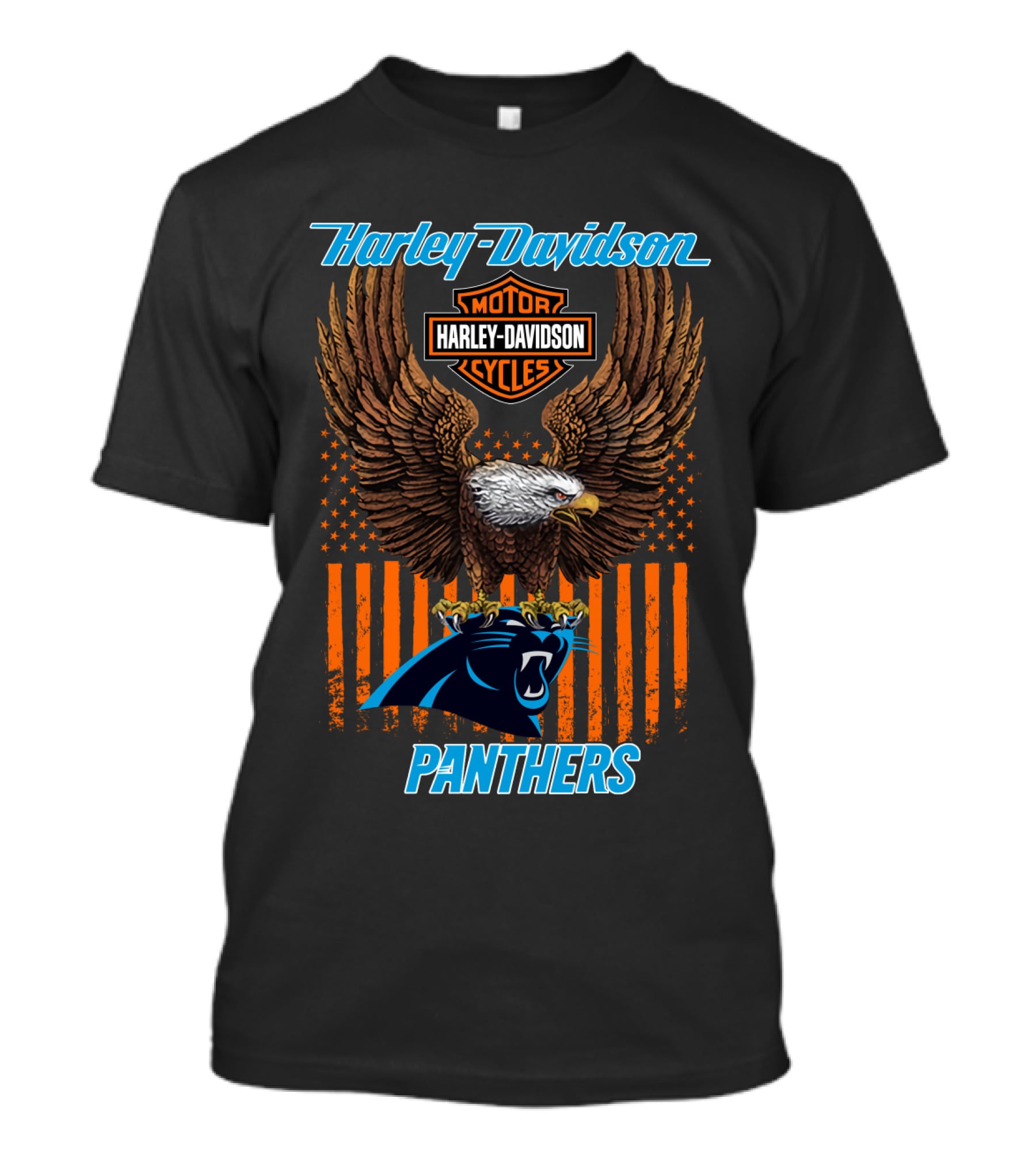 Harley Davidson Motor Cycles Eagle Carolina Panthers T-Shirt