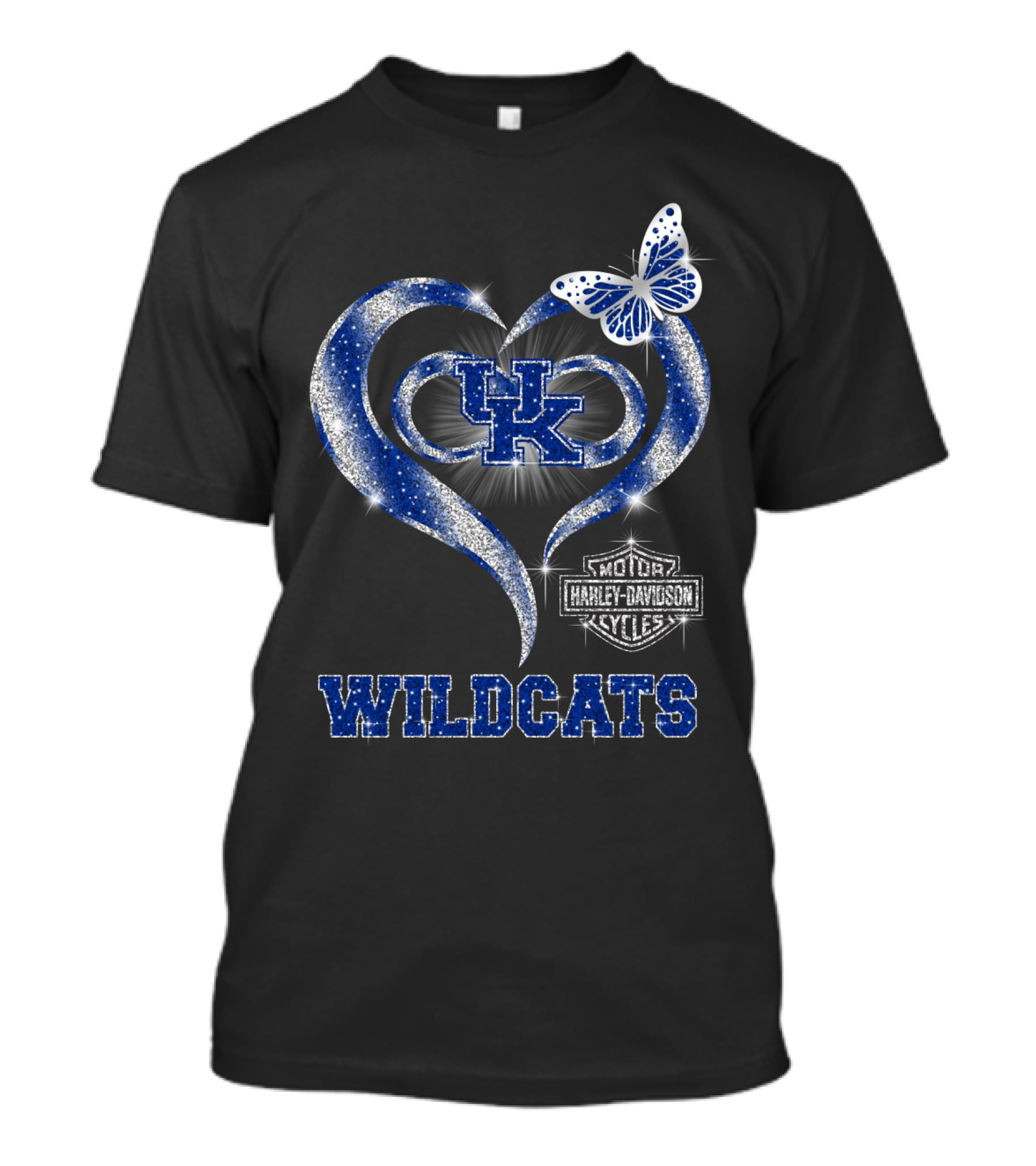 Uk Wildcats Heart Motor Harley Davidson Cycles Butterfly T-Shirt