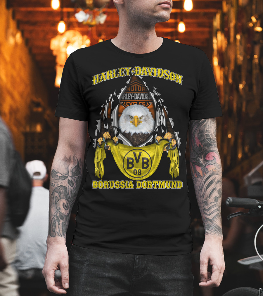 Harley Davidson Bvb 09 Borussia Dortmund Eagle Motor Cycles T-Shirt