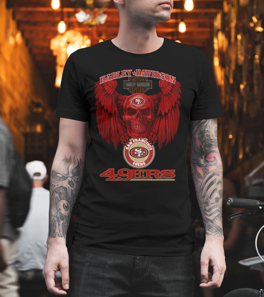 Harley Davidson San Francisco 49ers Skull Wings 49ers T-Shirt