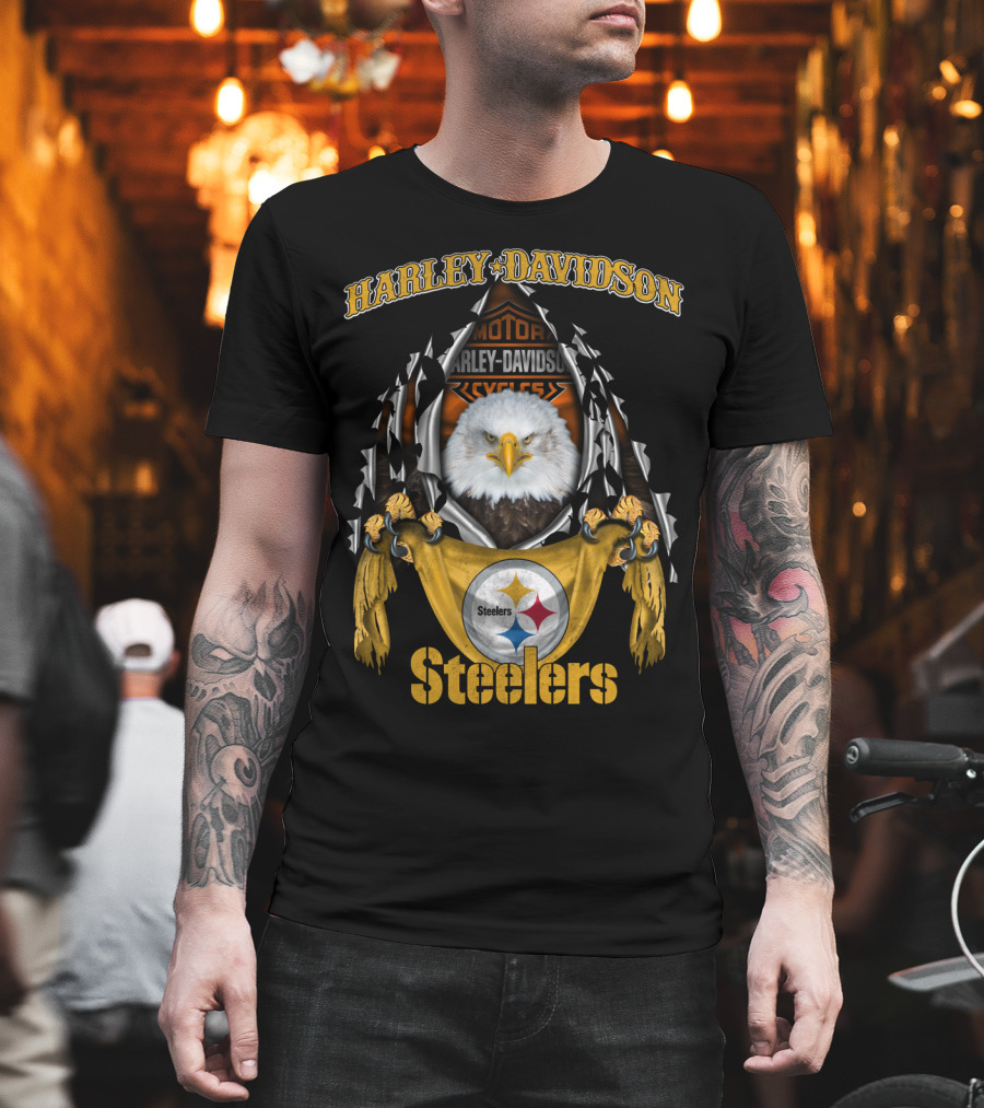 Harley Davidson Motorcycles Steelers Eagle T-Shirt