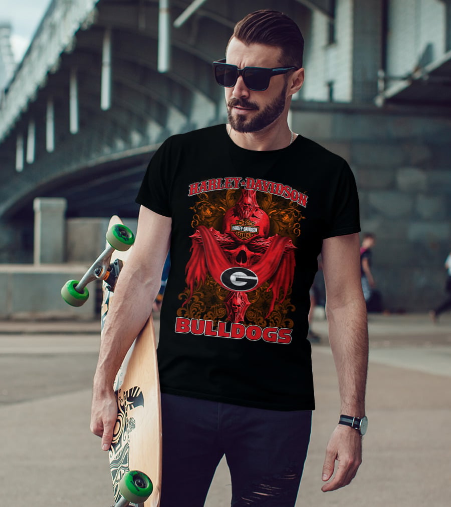 Harley Davidson Georgia Bulldogs Motorcycle Cycles T-Shirt