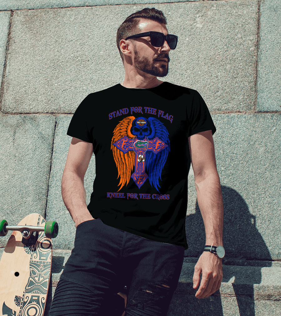 Stand For The Flag Kneel For The Cross Florida Gators Harley Davidson T-Shirt