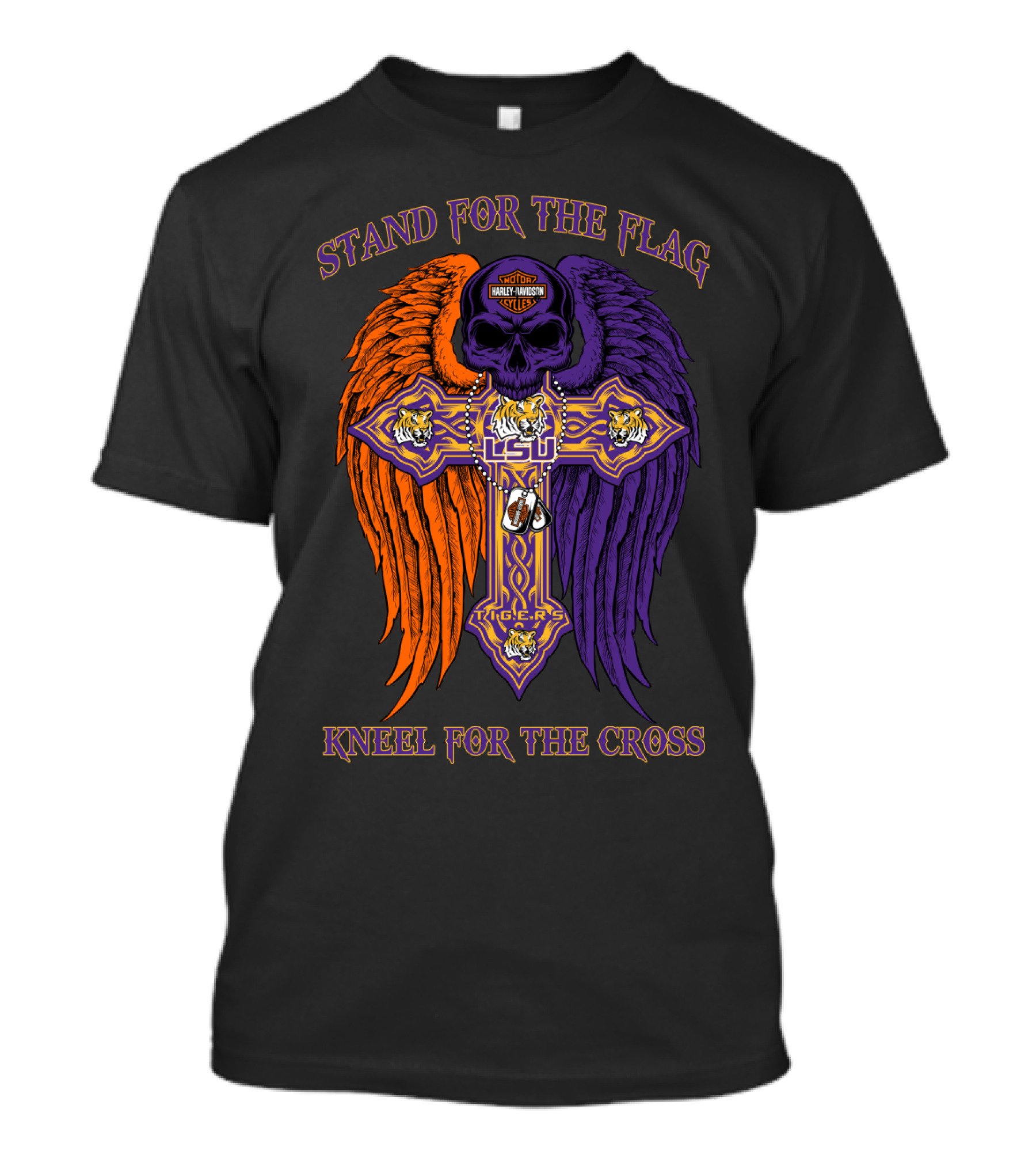 Stand For The Flag Kneel For The Cross Lsu Tigers T-Shirt