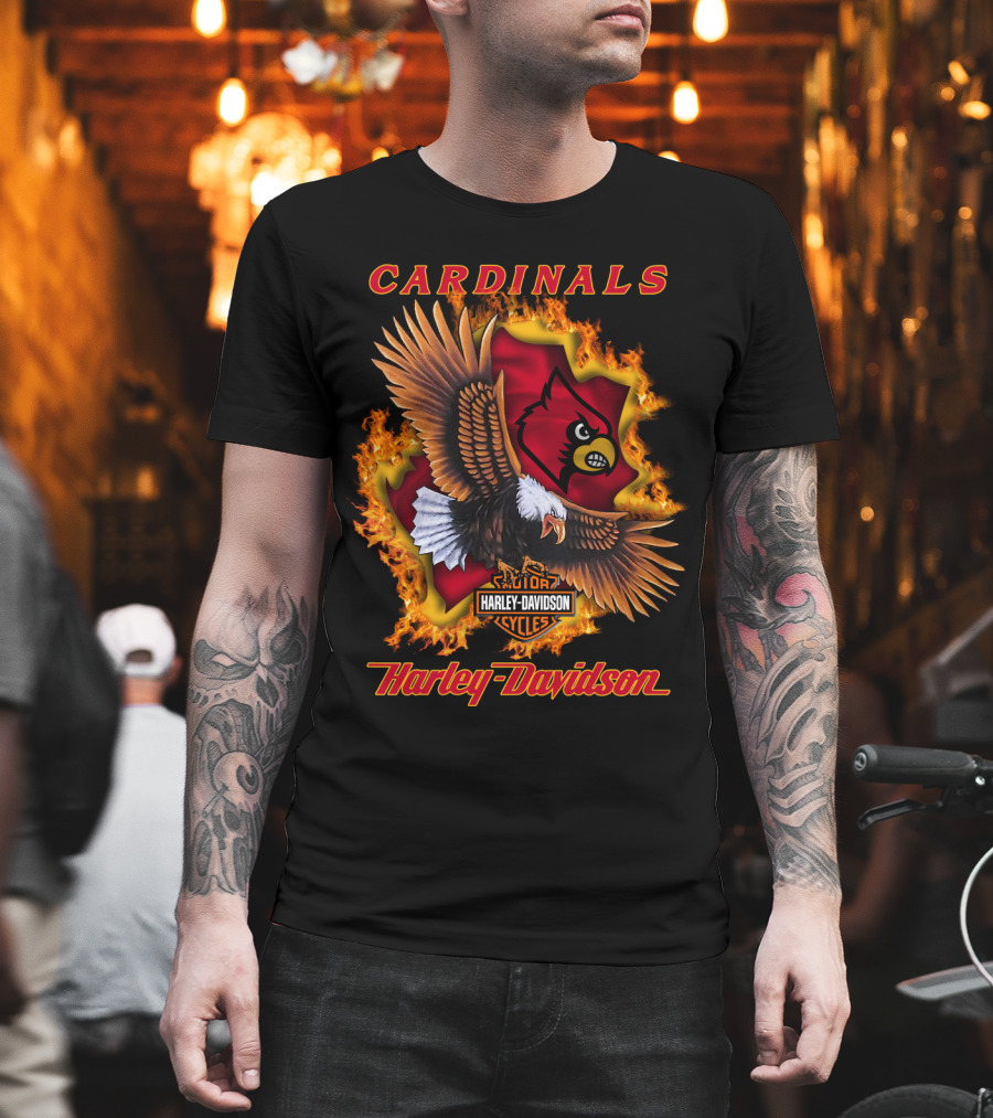 Cardinals Harley Davidson Cycles Eagle Flame T-Shirt