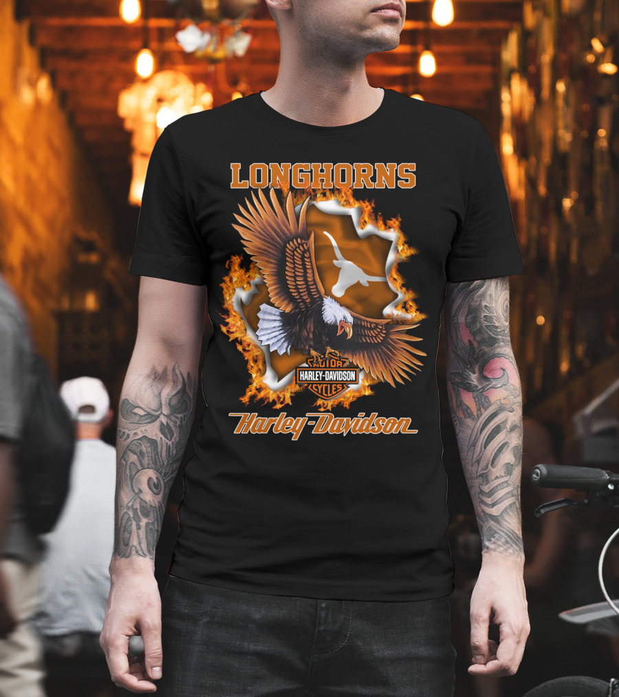 Longhorns Harley Davidson Ncaa Texas Longhorns Eagle T-Shirt