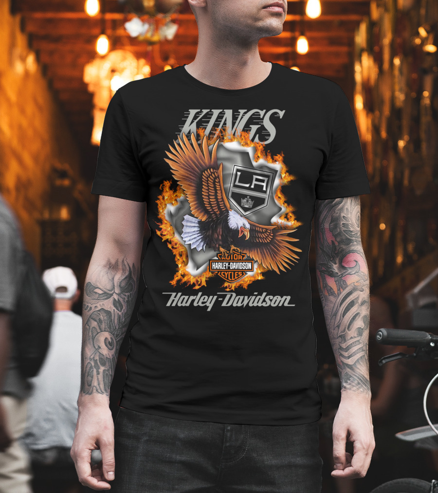 Harley Davidson Los Angeles Kings Nhl Eagle Flame T-Shirt