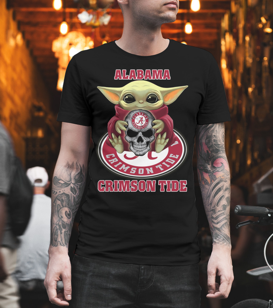 Alabama Crimson Tide Yd1404 Baby Alien Holding Skull T-Shirt
