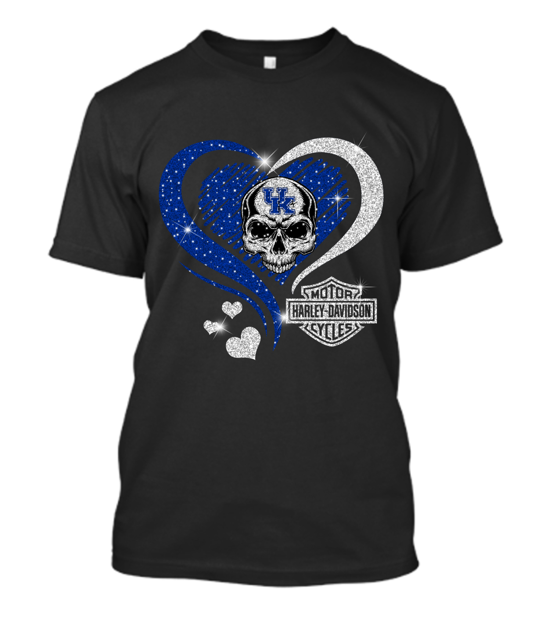 Kentucky Wildcats Skull Heart Harley Davidson Motor Cycles T-Shirt