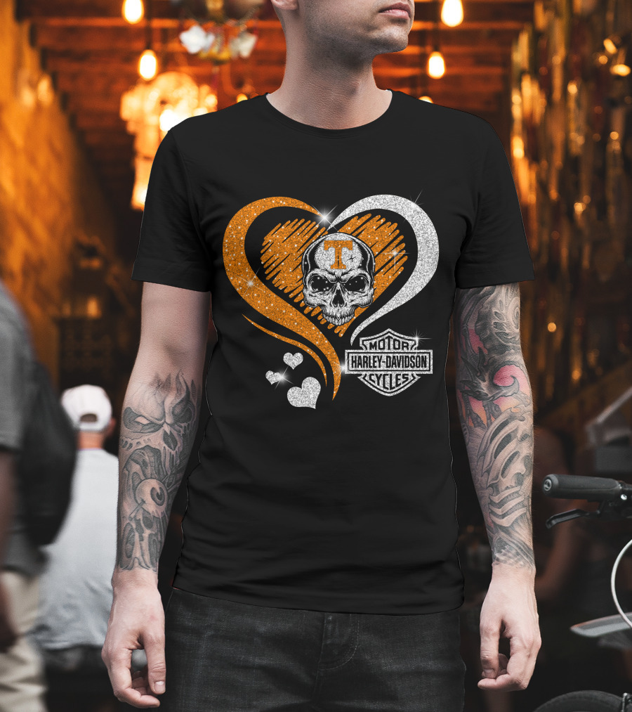 Tennessee Volunteers Skull Heart Harley Davidson T-Shirt