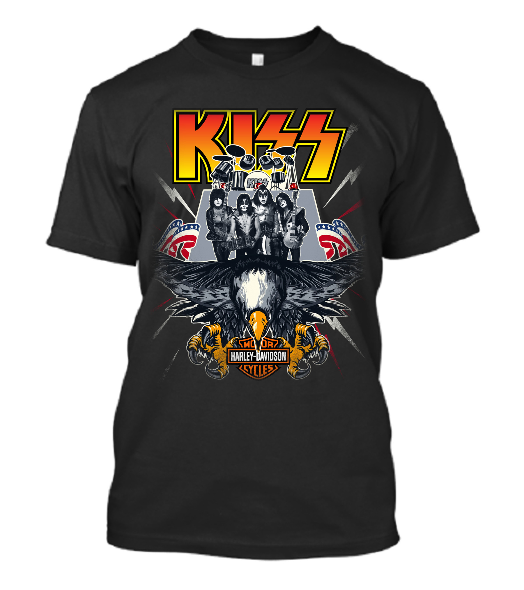 Kiss Harley Davidson Motorcycles American Eagle Band T-Shirt