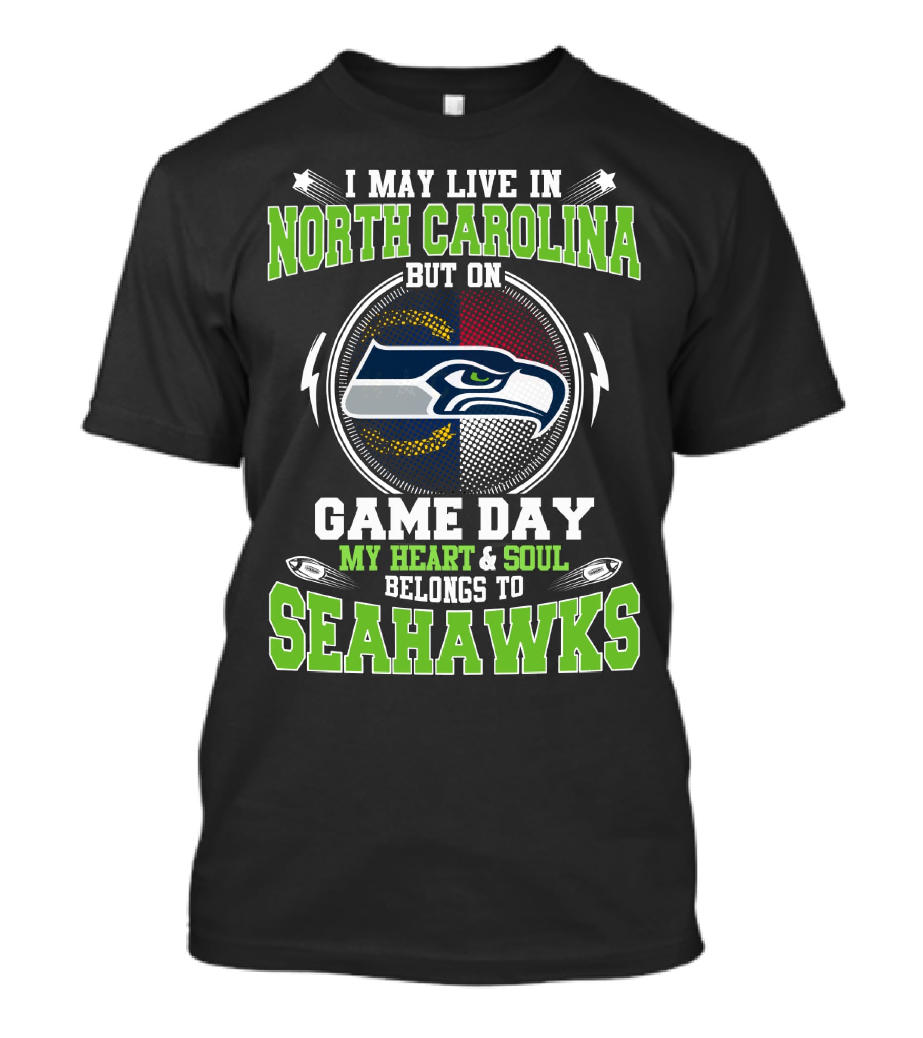 North Carolina Game Day My Heart And Soul Belongs To Seahawks T-Shirt