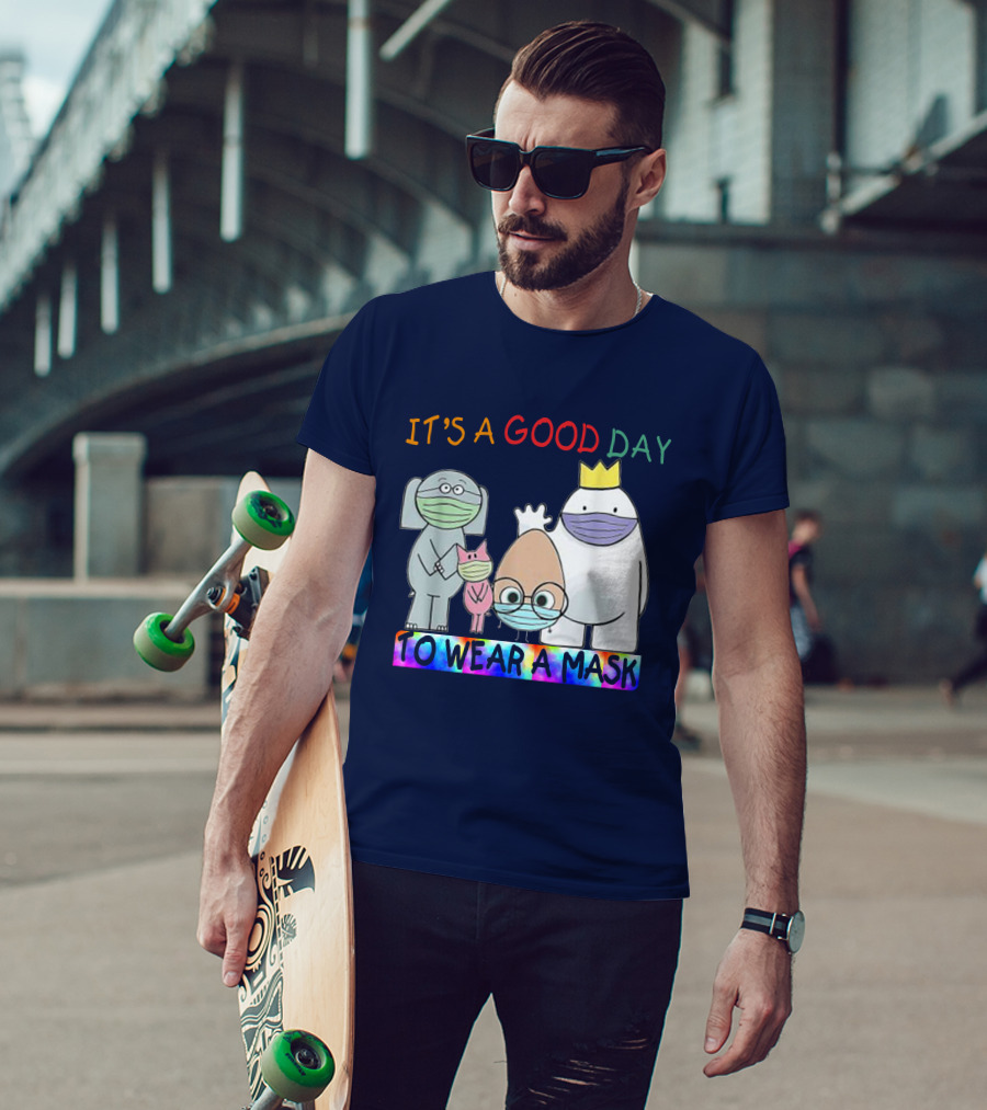 It's A Good Day To Wear A Mask Cute Animal Friends Colorful T-Shirt