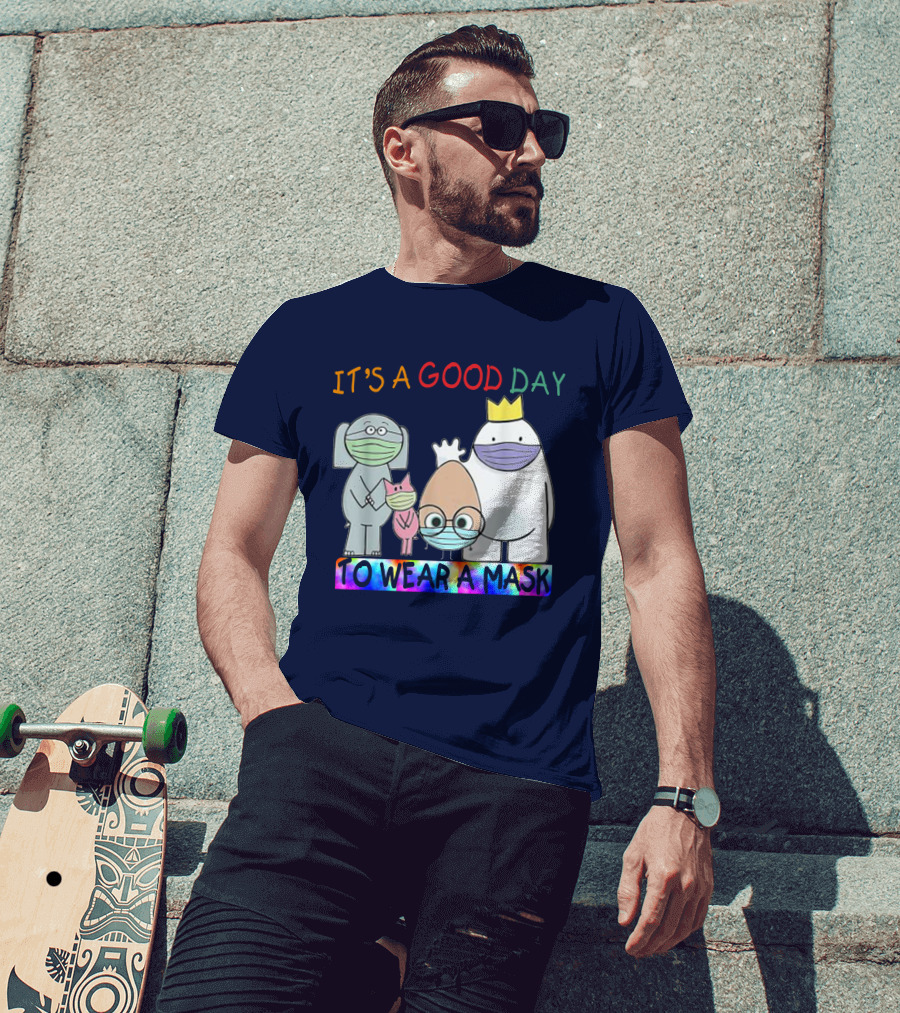 It's A Good Day To Wear A Mask Cute Animal Friends Colorful T-Shirt
