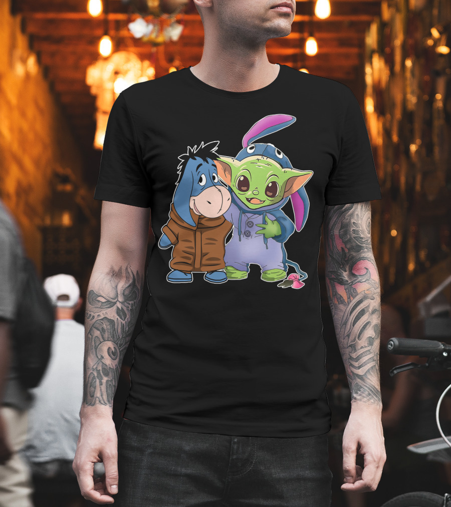 Eeyore and Baby Yoda in Stitch T-Shirt