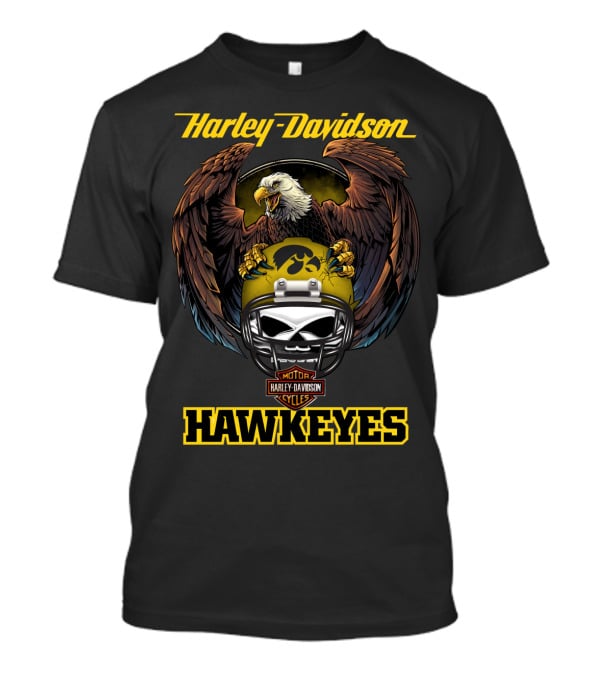 Harley Davidson Hawkeyes Bald Eagle Iowa Helmet T-Shirt