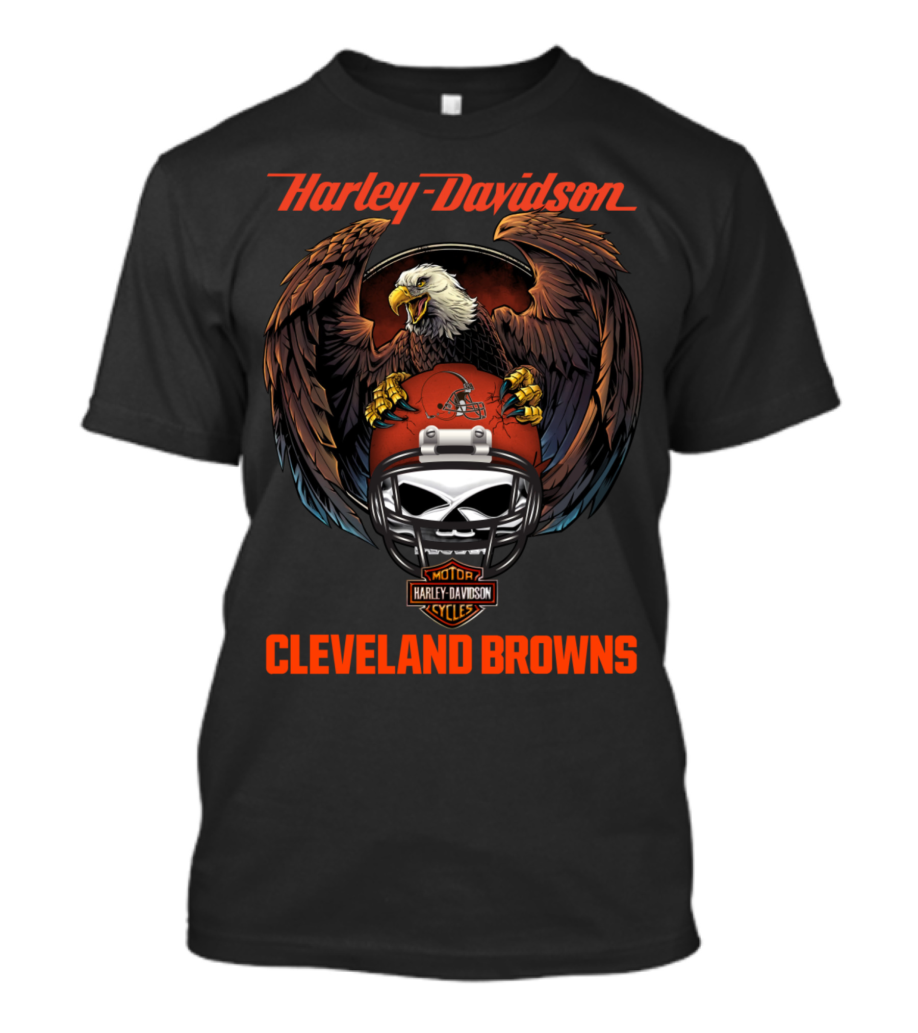 Harley Davidson Cleveland Browns Eagle Helmet T-Shirt