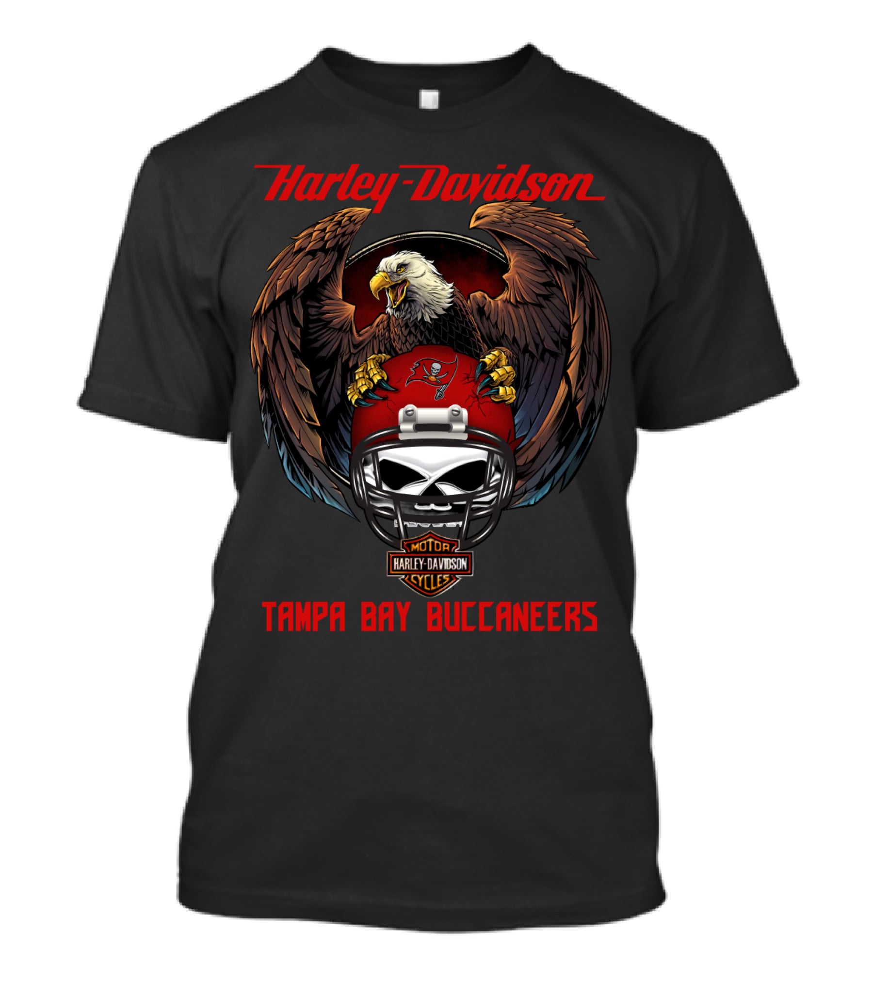 Harley Davidson Tampa Bay Buccaneers Nfl Eagle Helmet T-Shirt