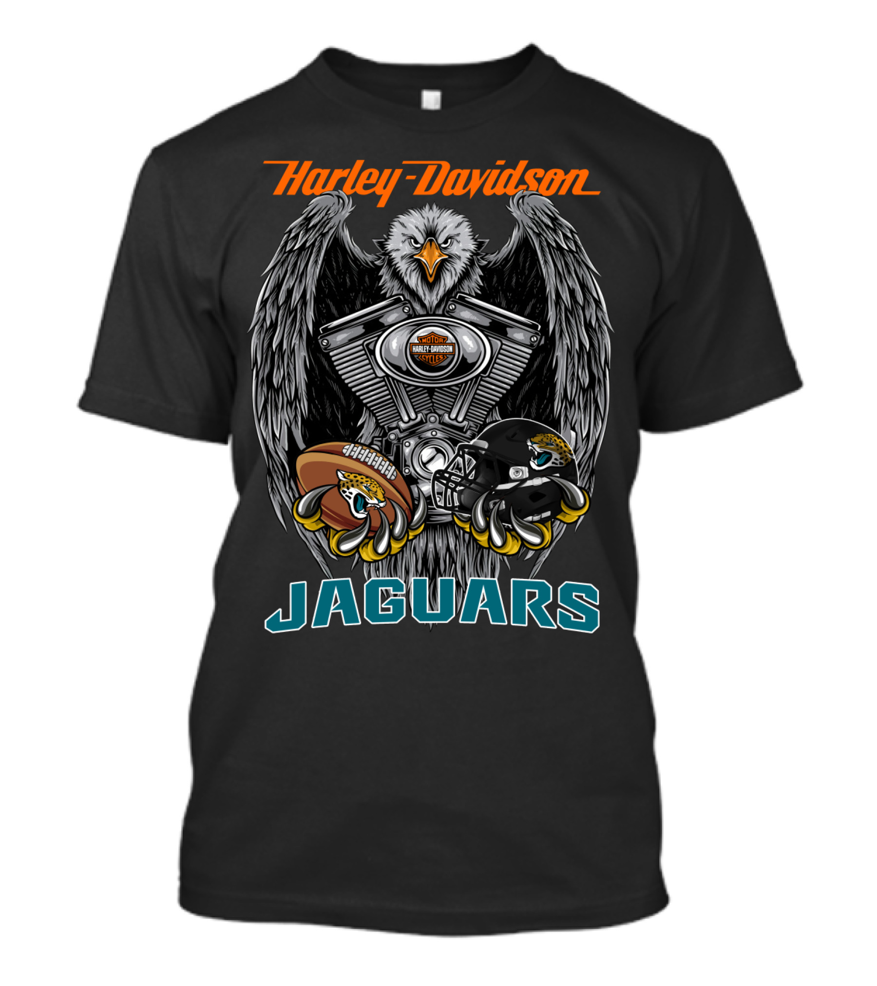 Harley Davidson Jaguars Eagle Football Helmet Engine T-Shirt