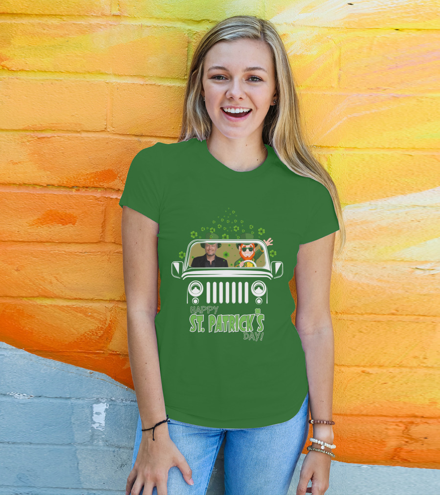 Blake Shelton Happy St. Patrick's Day Jeep Leprechaun And Clover Ride T-Shirt
