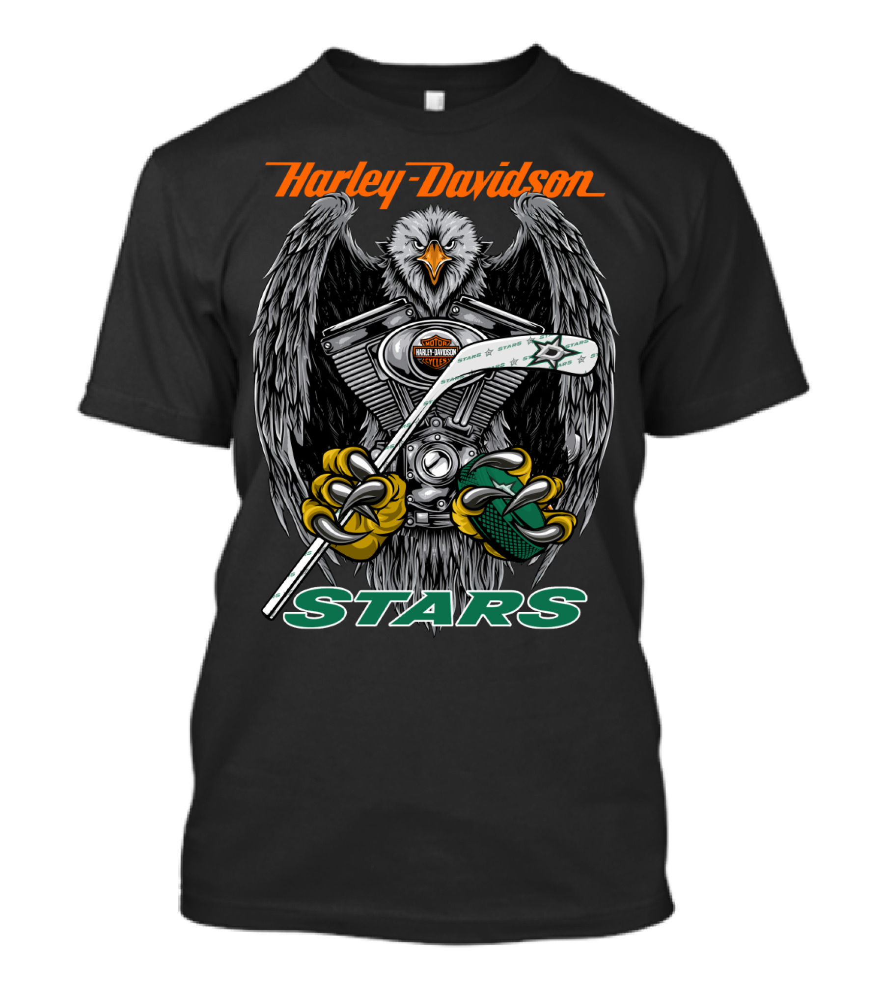 Harley Davidson Eagle With Hockey Stick And Stars T-Shirt