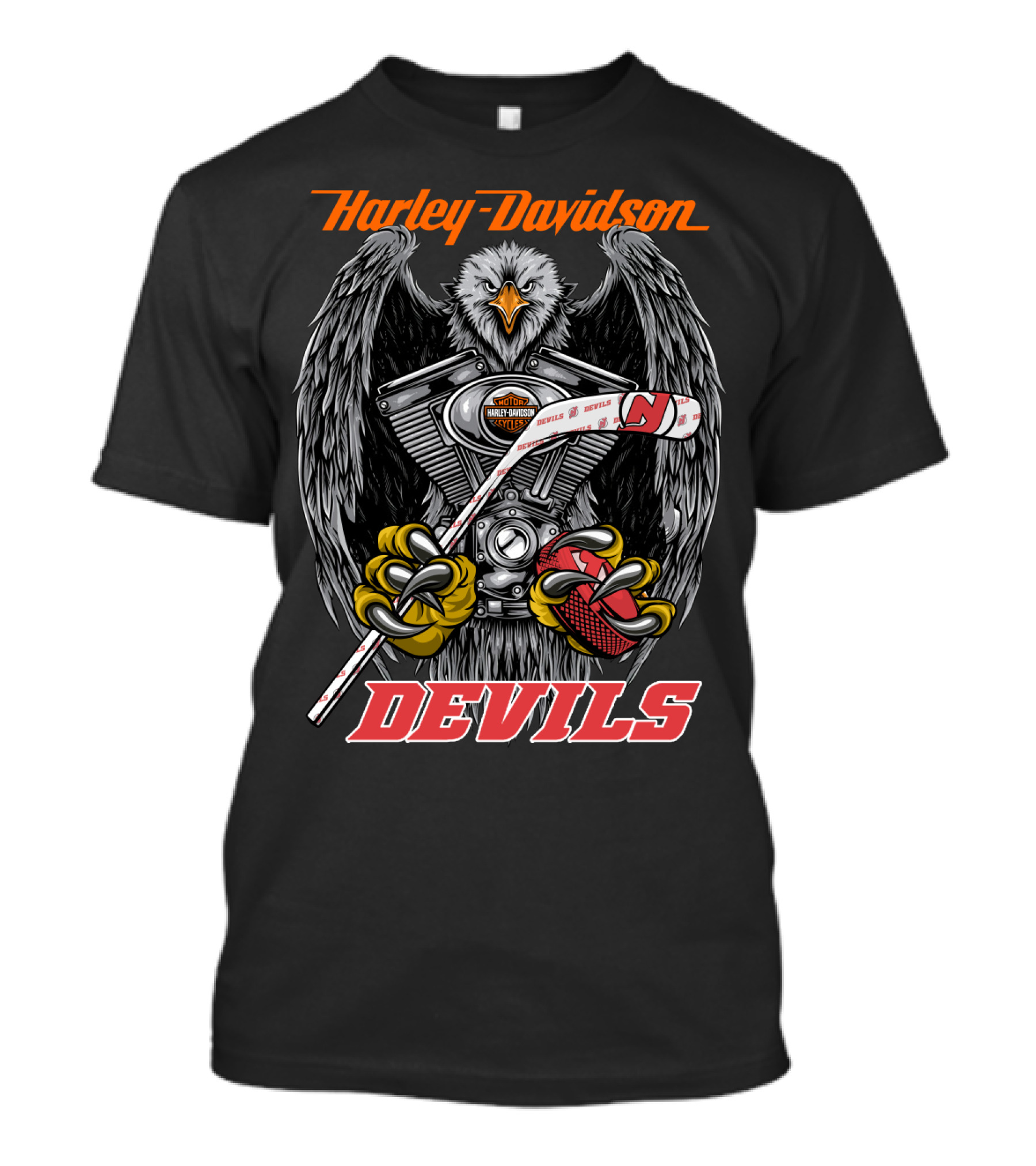 Harley Davidson Devils Nhl Njd Eagle Engine Hockey Stick T-Shirt