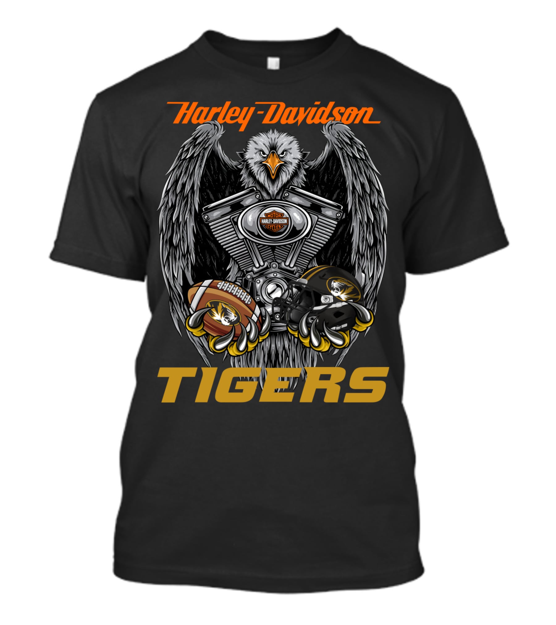 Harley Davidson Tigers Football Eagle Engine T-Shirt
