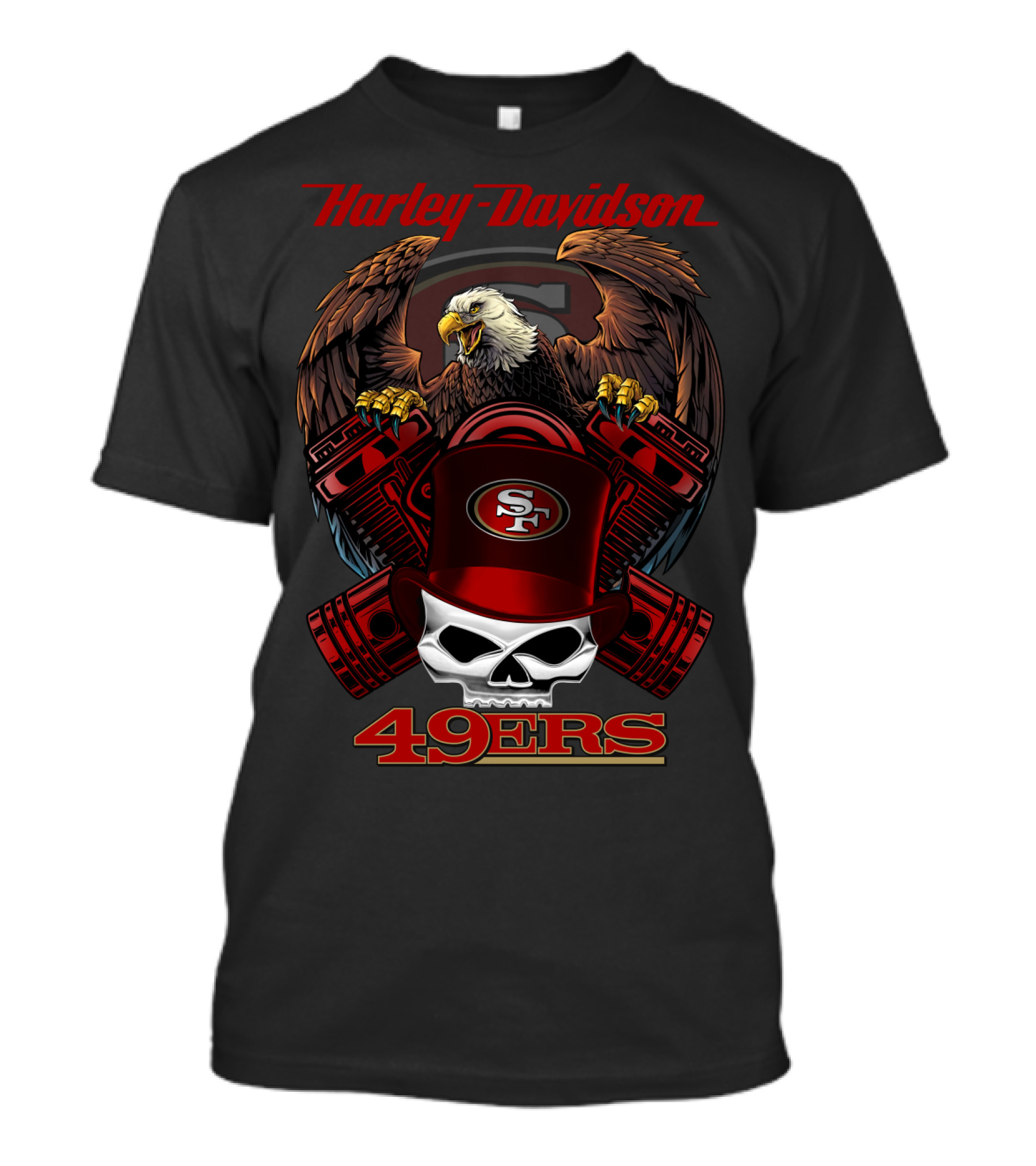 Harley Davidson Sf 49ers Eagle Skull Nfl 49ers T-Shirt