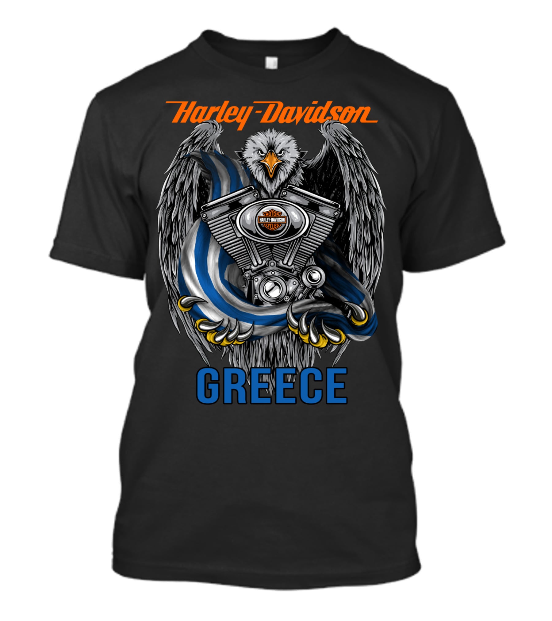 Harley Davidson Greece Eagle Engine T-Shirt