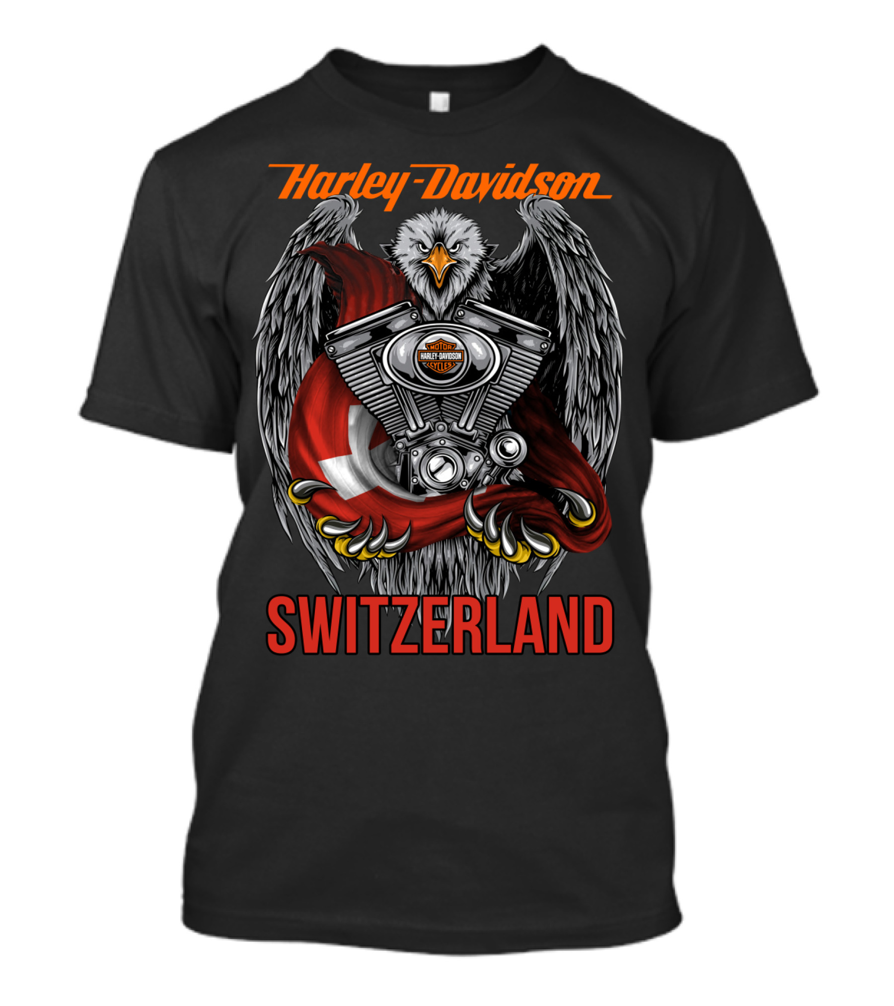 Harley Davidson Switzerland Eagle And Engine T-Shirt
