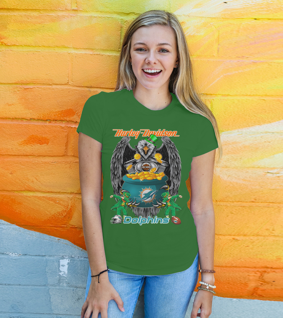 Harley Davidson Miami Dolphins Nfl Eagle Gold Coins T-Shirt