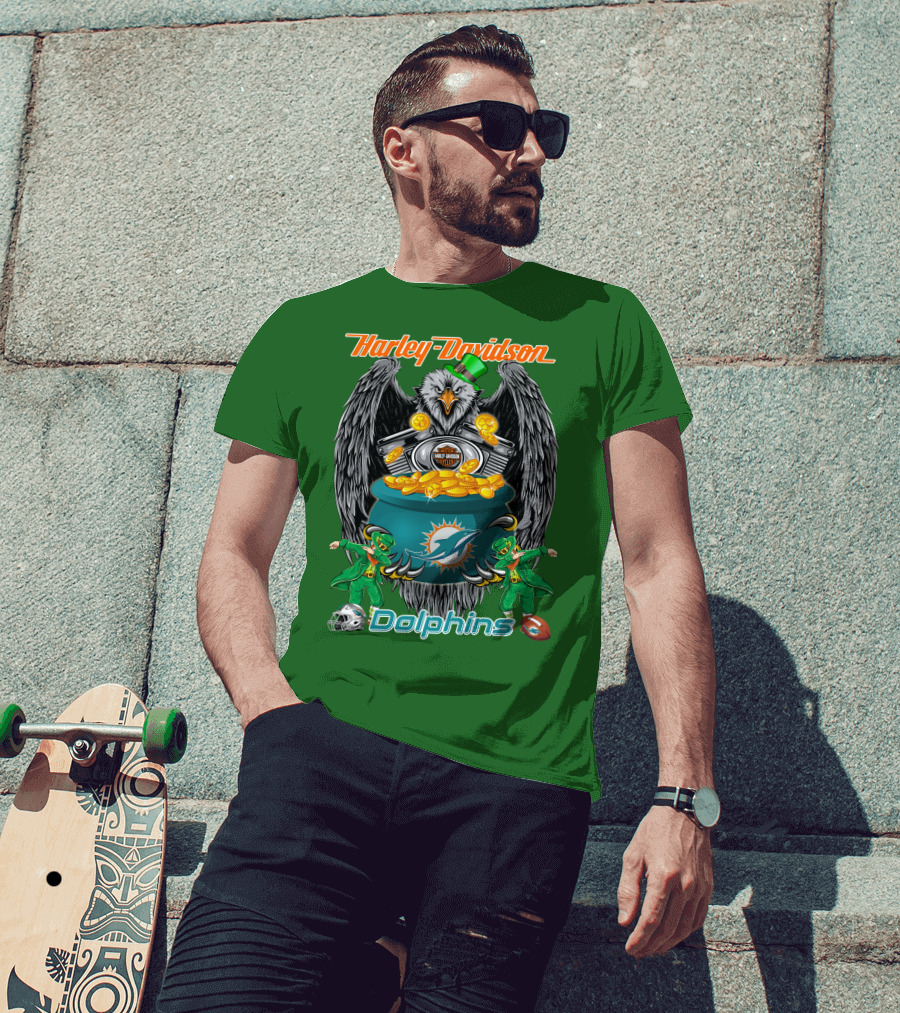 Harley Davidson Miami Dolphins Nfl Eagle Gold Coins T-Shirt