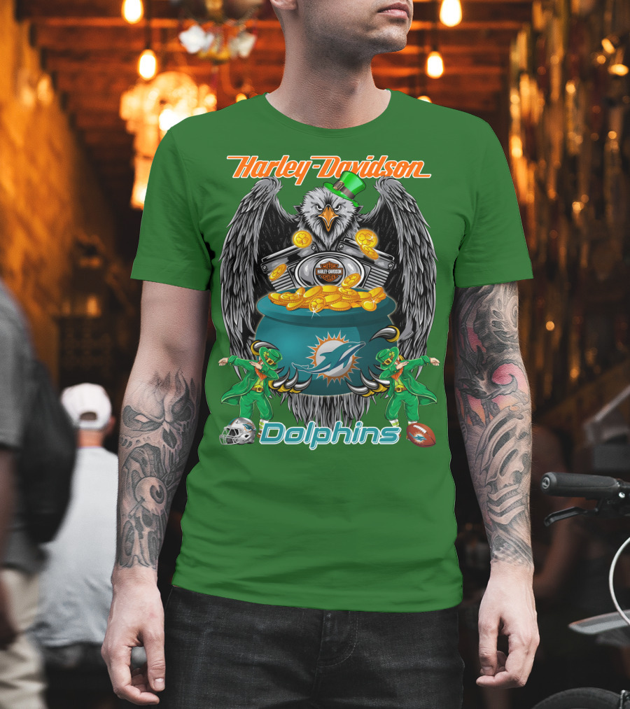Harley Davidson Miami Dolphins Nfl Eagle Gold Coins T-Shirt